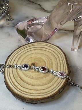 Three-Stone Multicolor Crystal Bracelet - Women Jewelry